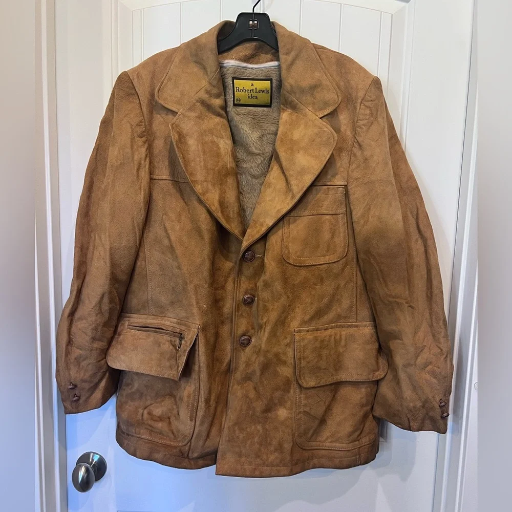 Vintage Robert Lewis Suede Ranch Coat Jacket Chore Removable Liner Vest Men's 44